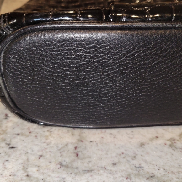 Brighton Elegant Black Patent Croc-Embossed Women's Bag, Excellent - Picture 9 of 15